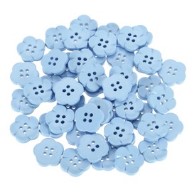 sourcing map 50pcs Flower Resin Sewing Buttons 18mm 4 Hole Resin Sewing Decorative Buttons Cute Flower Shape Buttons for Crafts Cardigan Clothes Shirts DIY, Blue