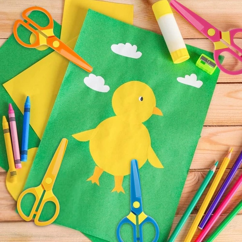 LOVESTOWN Kids Scissors, 5PCS Blunt Tip Toddlers Training Safety Scissor,