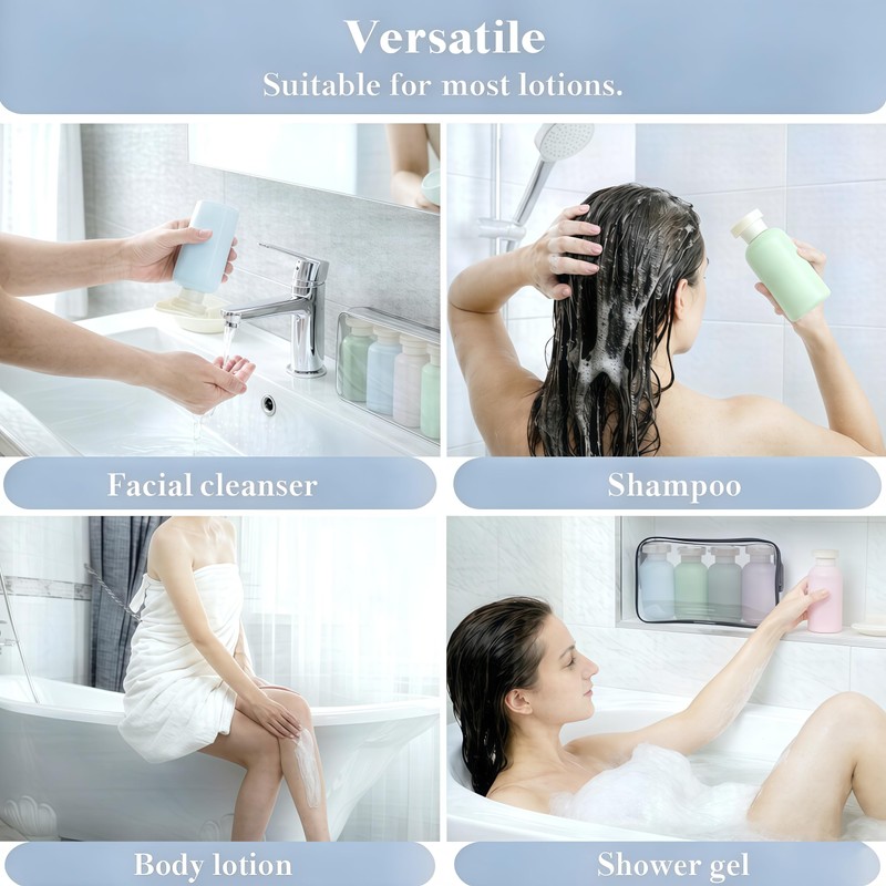 Travel Shampoo Bottles for Toiletries, Leak Proof Travel Size Toiletries