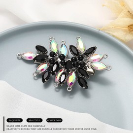 Casdre Rhinestone Bride Wedding Hair Clip Silver Black Pearl Bridal Hair Piece Hair Barrette Crystal Evening Party Hair Accessories for Women and Girls
