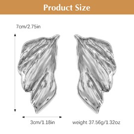 TTPSRY Leaves Earrings for Women Hypoallergenic Lightweight Drop Earrings Bohemian Earrings Exaggerated Flower Earrings Statement Jewelry for Daily Wear (Silver)