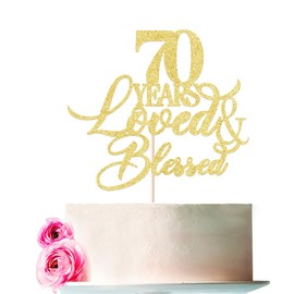 Bejotaa - Decoración para tartas de 80 años bendecidos y amados, 80 cumpleaños y 80 aniversario, suministros de decoración para fiestas de matrimonio (70)