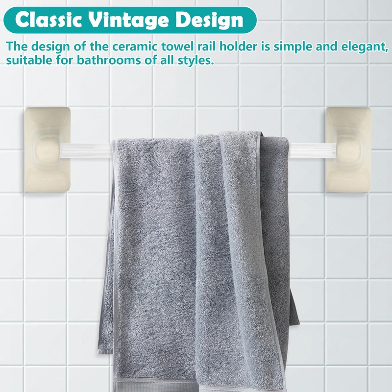 2 Pack Porcelain Towel Bar Rod Rack Post Holder Bracket