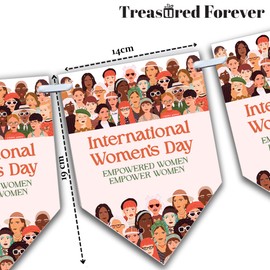 International Women's Day Bunting | 12-Flag Set (Approx. 2.5m) | Women's Day Decor | Celebration Banner | Women's Day Party Decoration women - Design 2
