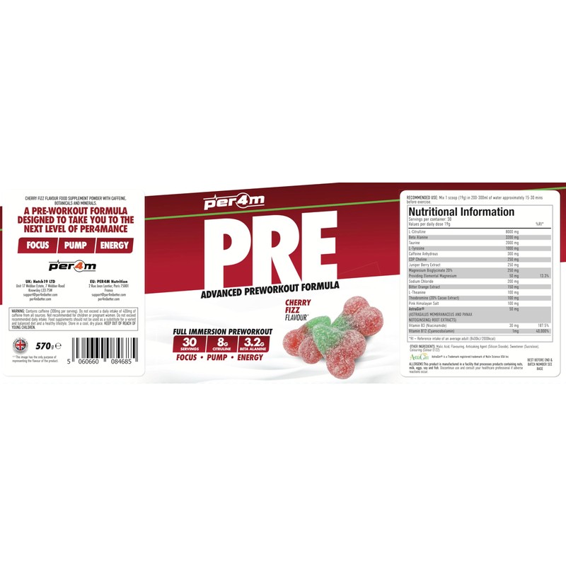 per4m Per4m Pre Workout Powder 570g | Intense Pump, Sustained