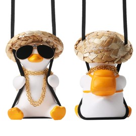 Cool Swinging Duck Car Hanging Ornament Cute Car Decor Rear View Mirror Accessories Interior for Women Men Teens Truck Rearview Christmas Tree Decorations Things Fathers Day Funny Gifts for Mom Dad