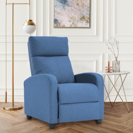 FDW Recliner Chair Massage Chair Reading Chair Reclining Sofa Home Theater Seating with Lumbar Support Massage and Padded Backrest for Living Room and Bedroom (Textile, Blue)