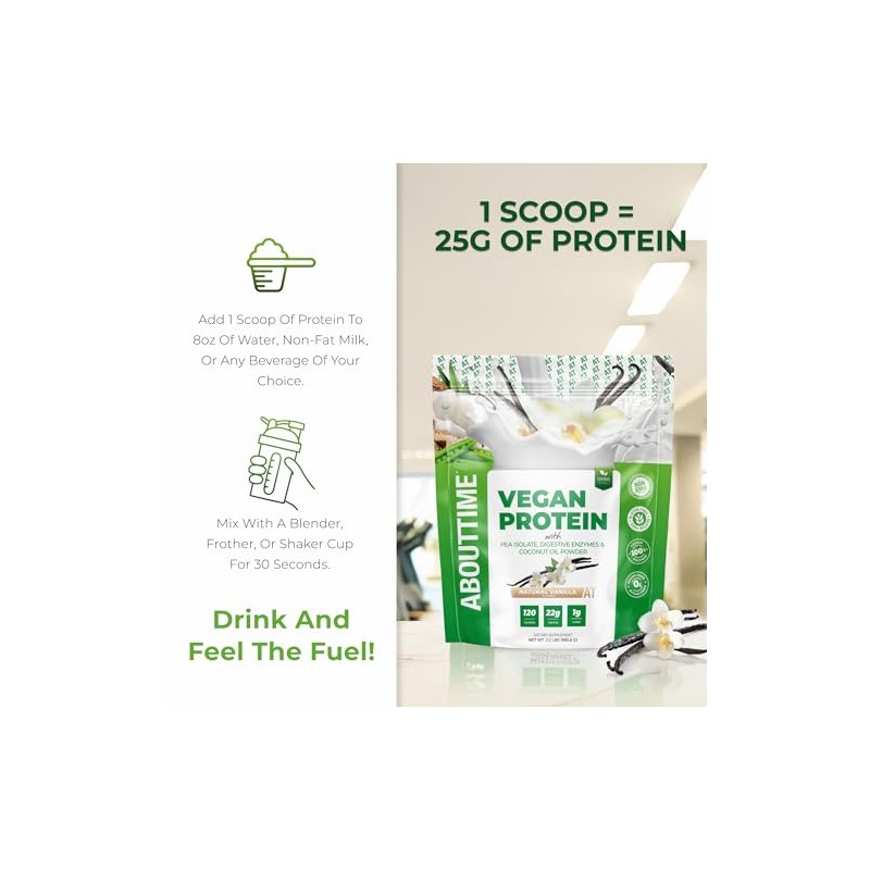 About Time Vegan Protein Supplement, Vanilla, 2 Pound