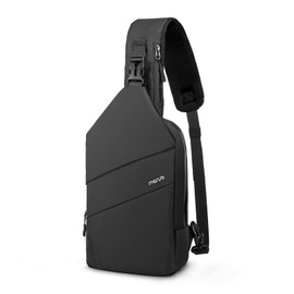 MOSISO Crossbody Sling Bag Small Sling Backpack for Men, Over Shoulder Bag Small Cross Body Chest Daypack Purse with Front Slanted Pocket for Travel Hiking Casual Commuting, Black