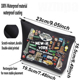 WZMPA New York - Bolsa de cosméticos de Nueva York, regalo de recuerdo de Nueva York, para día festivo de maquillaje con cierre, bolsa de Nueva York, New York-BL, Bolsa de cosméticos