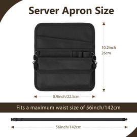 Likesing Server Apron Waist Pouch, Black Waitress Apron with Pockets, 5-in-1 Serving Aprons for Waitresses with Adjustable Belt, Utility Tool Belt for Women Men for Restaurant Hotel Bar