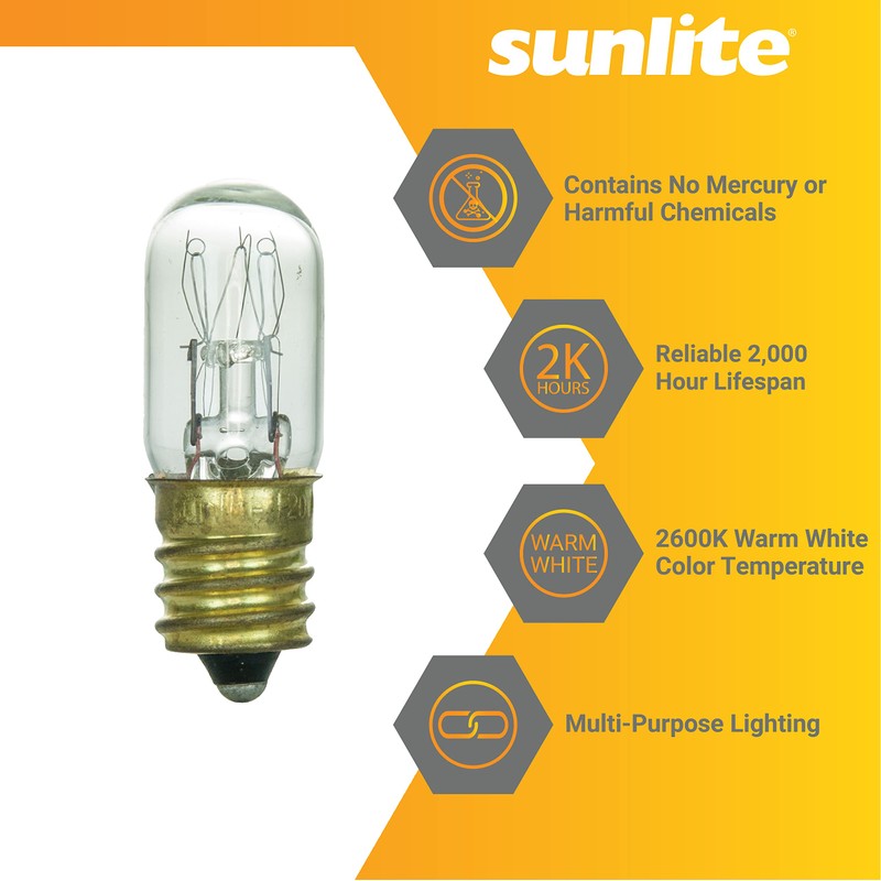 Sunlite 41717 Incandescent T4 Tubular Light Bulb, 15 Watts, 75
