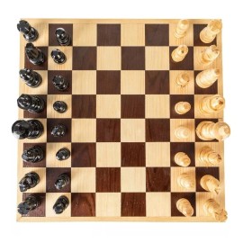 CASTILLO DIDÁCTICO Ajedrez De Madera 40x40cm. 32pzs. Tablero Plegable, Jgo Mesa