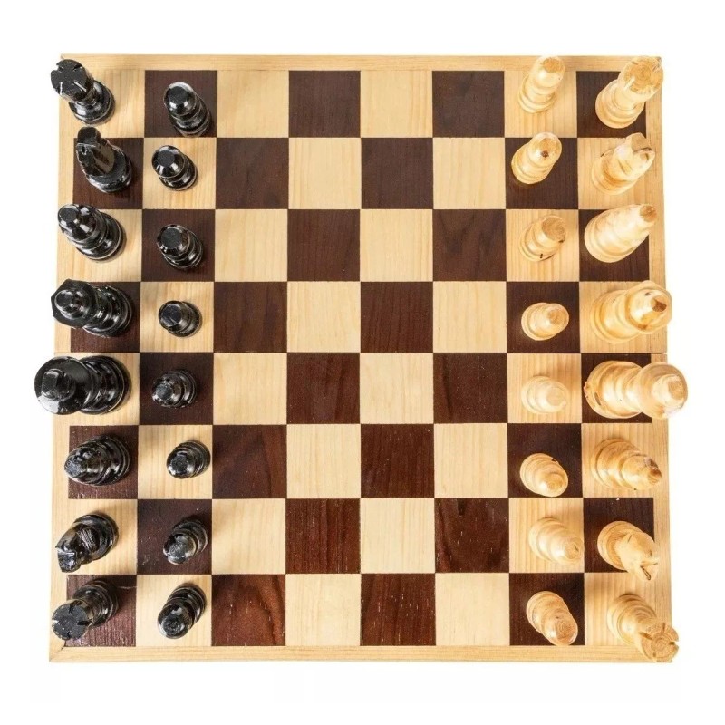 CASTILLO DIDÁCTICO Ajedrez De Madera 40x40cm. 32pzs. Tablero Plegable, Jgo