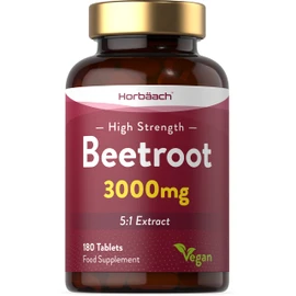 Beetroot Tablets 3000mg | High Strength Blood Pressure & Digestion Support | Nitric Oxide Superfood Booster | 180 Vegan Tablets | by Horbaach