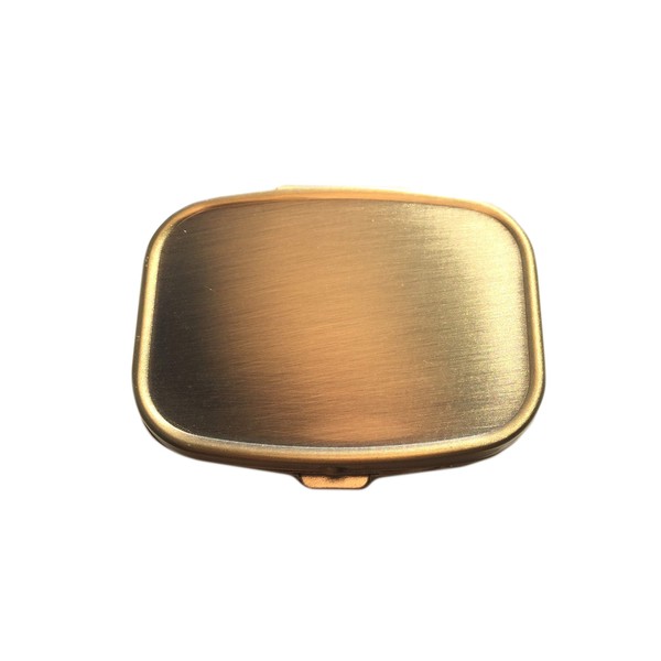 Classic Brass Daily Pocket Travel Sized Pill Box Case with Divider (Rectangular-2 Section)