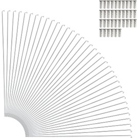 GATWOEST 36 Pcs 14G J Bend Bicycle Spokes Silver Steel Bike Spokes with 36 Brass Nipples Upgraded Cycle Spokes for MTB,Ebike,Mountain,Road City Bikes 700C Wheels - 163 mm