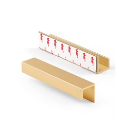 JIASENBAO 5 Pack Adhesive Cabinet Handles Gold 4-1/3" Length(Cover 3.78" Hole Center) Finger Pulls Stick on Cabinet Pulls Decorative Kitchen Drawer Dresser Cupboard Bathroom Vanity Cabinet Hardware