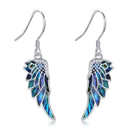 DAYLINLOVE Angel Wings Earring 925 Sterling Silver Abalone Angel Wings Dangle Drop Earring Angel Wings Jewelry Gift for Women