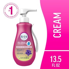 VEET Crema depilatoria de piel sensible de 5 minutos para mujeres, gel de depilación de bikini, crema depilatoria probada dermatológicamente para pier