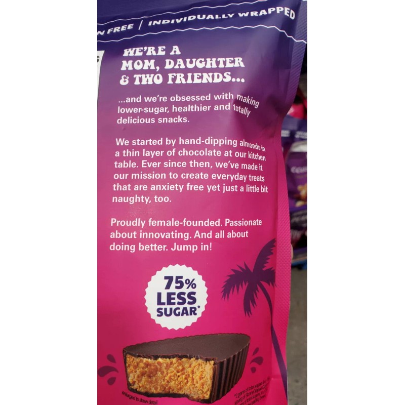 Skinny Dipped Dark Chocolate Peanut Butter Cups, 30 Individual Wrapped,