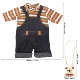 Miunana 13-16 Inch Baby Doll Dress with Bear Backpack Fit for 35-45 CM Baby Doll One-Piece Dress Baby Doll Bear Jumpsuit