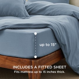 Bedsure Bedsure Duvet Cover King Size with Fitted Sheet - 4 Pieces Prewashed Extra Soft Bedding Set, Includes 1 Duvet Cover 104x90 Inches with Zipper Closure, 2 Pillow Shams, 1 Fitted Sheet, Mineral Blue