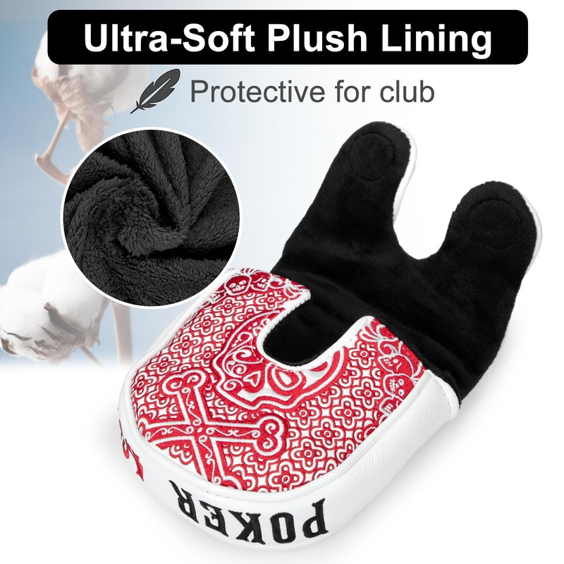 Golf Mallet Putter Cover Golf Headcover, Magnetic Closure Premium Leather