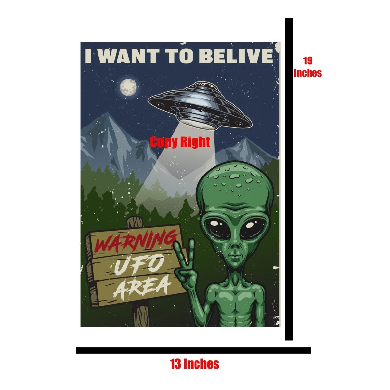 Alien Poster UFO Spaceship I Want To Believe Posters