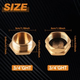 SPEEDWOX 4pcs 3/4" Garden Hose End Caps with Washers Brass Spigot Cap Brass Garden Hose Cap with Washers Female End Cap Male Brass Pipe Plug Outer Garden Hose Male Threaded End Cap Plug with Tape