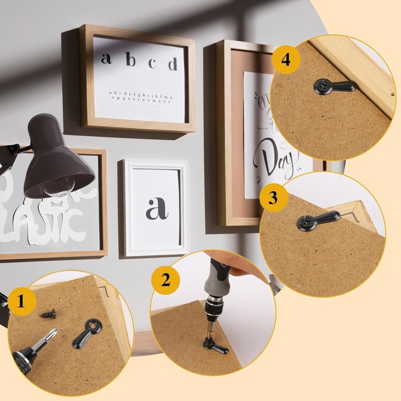 Picture Frame Hardware Kit, 100 Turn Button Fasteners, 100 Screws,