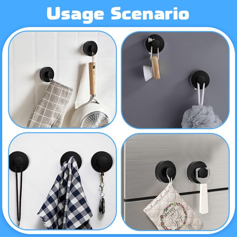 skytowards Pack of 2 Suction Cup Hooks, Suction Hooks with