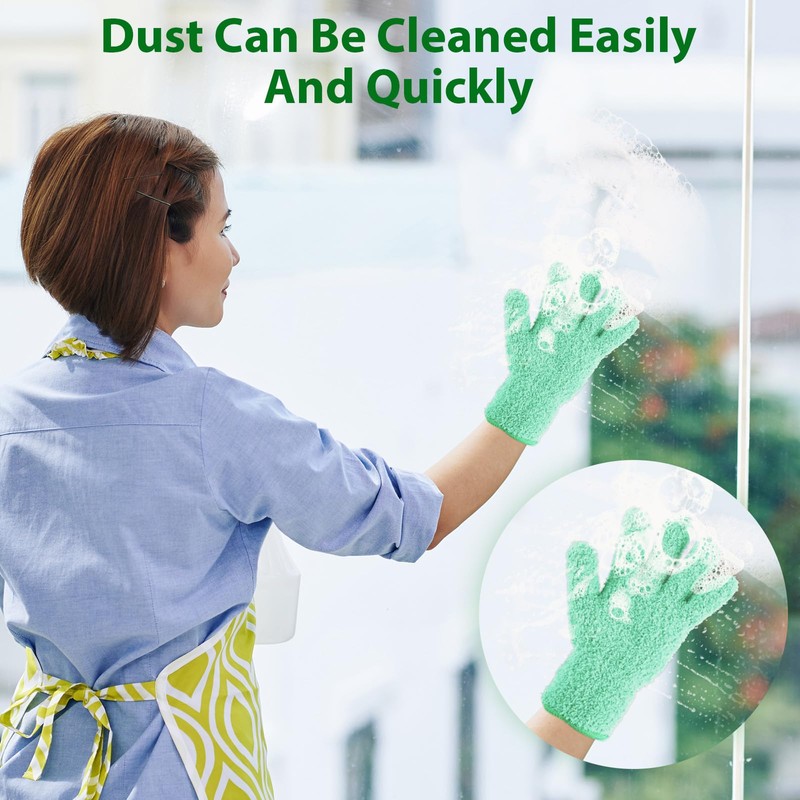 Ymapinc Plant Dusting Gloves, Microfiber Dusters for Cleaning, Green Kitchen