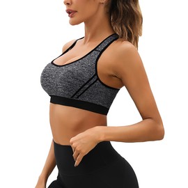 Litherday Sports Bra Women's Sports Bra Crossed Back Bra Without Underwire Push Up Yoga Bra Sports Bustier Women's Bustier Bra for Fitness Running Jogging Gym Dancing, darkgray