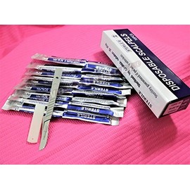 Disposable Scalpel Blades No.21 with Plastic Handle – Suitable for Dermaplaning, Crafts, Medical/Surgical Instruments/Equipment and More – Sterile and Individually Foil Wrapped –(10 Each)
