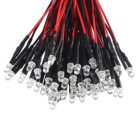 50Pcs 3mm 12V Pre Wired LED Diodes Light Ultra Bright Yellow with Resistor and Wire Indicator Light Emitting Diodes Bulb Lamp for DIY Car Boat Toys Parties and Multiply Lighting Projects