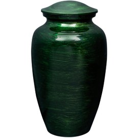 Handcrafted Metal Cremation Urn for Ashes - Adult Funeral Urn for Human Ashes Suitable for Cemetery Burial or Niche - Large Size fits Remains of Adults up to 200 lbs 11" (Green) - ALPHA Living HOME