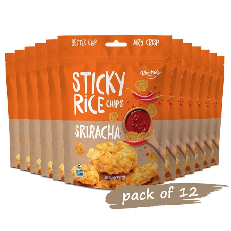 Woodridge Snacks | Sticky Rice Chips | Sriracha Flavor |