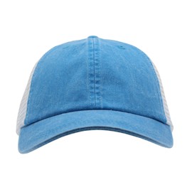 Vintage Washed Cotton Soft Mesh Adjustable Baseball Cap (Blue/Blue/White)