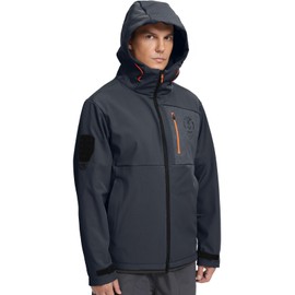 BANTREK Men's Softshell Jacket Lightweight Waterproof Hooded Insulated Rain Jacket Windbreaker for Hiking & Travel (Dark Grey,X-Large)