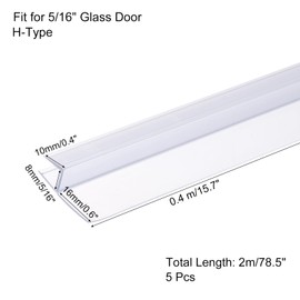 uxcell Shower Door Side Seal, H-Type Shower Door Sweep for 5/16" Glass 78.5" Long (15.7" x 5 Pcs), 3 Section Segmented Frameless Glass Door Seal Strip, Stop Shower Leaks, Clear