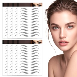 SGQTZDZQ 8 Sheets Eyebrow Tattoos Stickers, 4D Hair-Like Waterproof Eyebrow Transfers Stickers for Women Girls Stick On Eyebrows Eye Makeup Grooming Shaping (Black, 10)