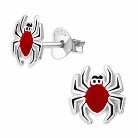 Monkimau Spider Stud Earrings Made of 925 Silver Jewellery Silver Earrings Medical for Children Girls Women, Silver