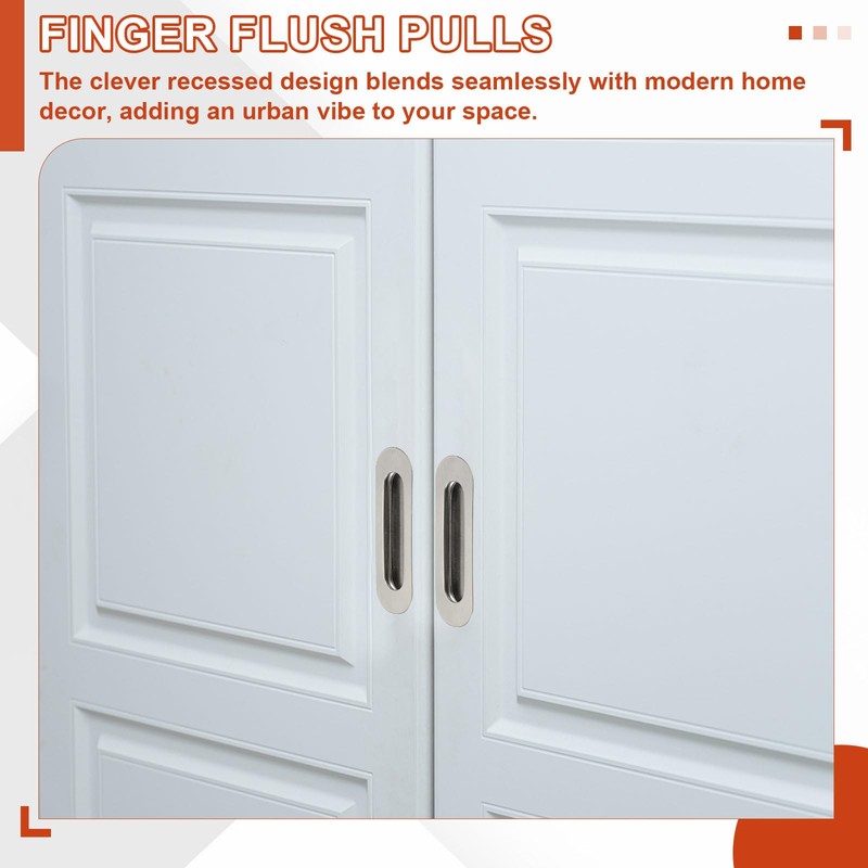 uxcell 2 Pcs Finger Flush Pulls, 5.6" Stainless Steel Oval