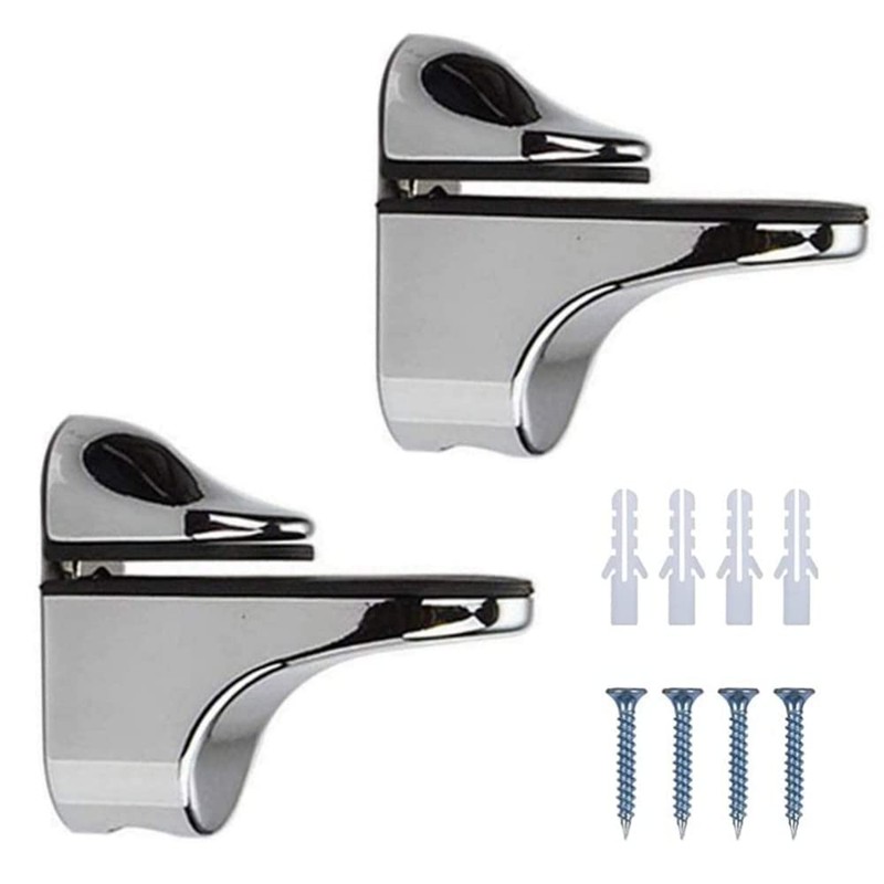 2 Pcs Glass Shelf Support Adjustable Glass Shelf Bracket Polished