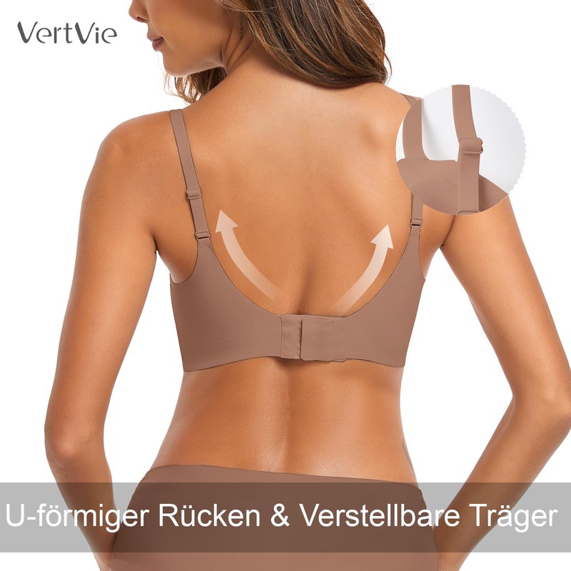 Vertvie Womens Seamless Bra No Underwire Comfort Push Up Bras