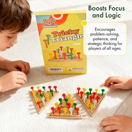 3 Pack - Wooden Triangle Peg Board Game - Retro Mini Travel Game