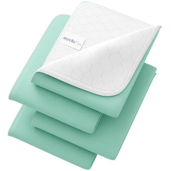 Incontinence Bed Pads - Reusable Waterproof Underpad Chair, Sofa and Mattress Protectors - Highly Absorbent, Machine Washable - for Children, Pets and Seniors (34x36 (Pack of 4), Green)