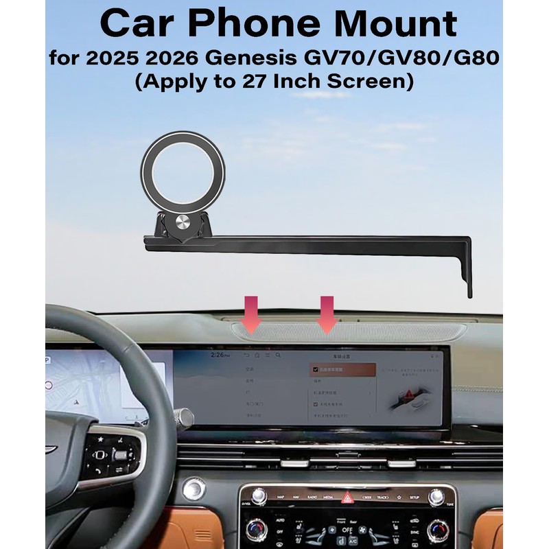 Car Phone Holder for 2025 2026 Genesis GV70/GV80/G80 Magnetic Accessories