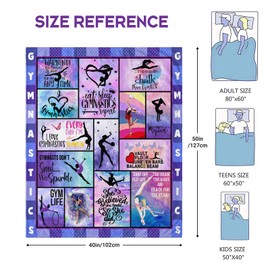 Mosslink Gymnastics Lovers Kids Blanket Gymnast Gifts for Girls Teens Women Birthday Gifts for Gymnast Ultra Soft Flannel Fleece Warm Cozy Lightweight Throw Blankets for Home Bed Sofa 50"x 40"